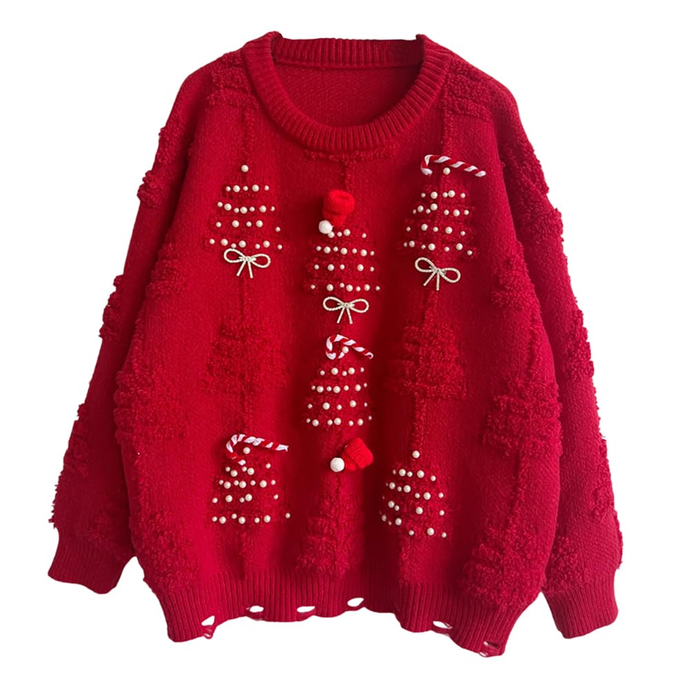 XYGJZ Womens Christmas Sweater Cute Knit Holiday Crewneck Sweaters