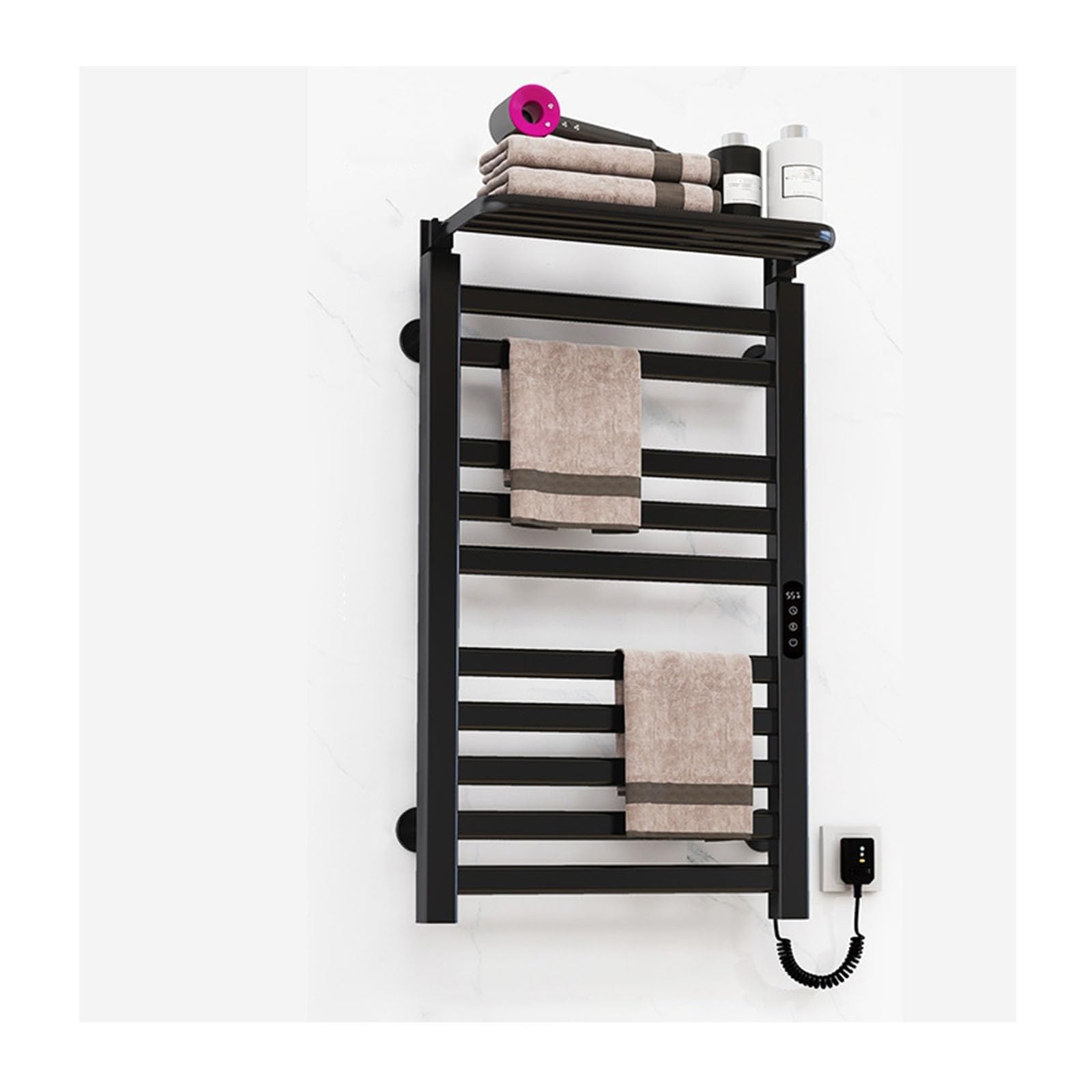 Toallero calefactable de pared para baños modernos con salida de línea