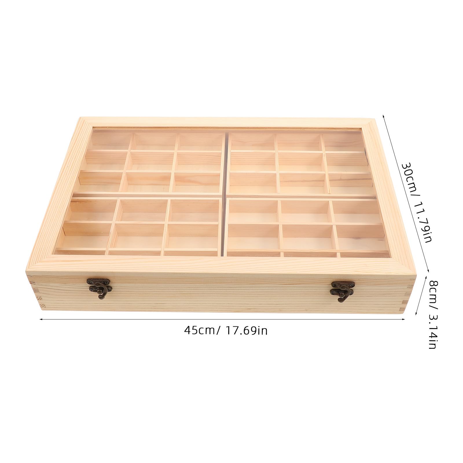 Operitacx Holz Mineralienprobenbox mit 30 Fächern und Glasdeckel