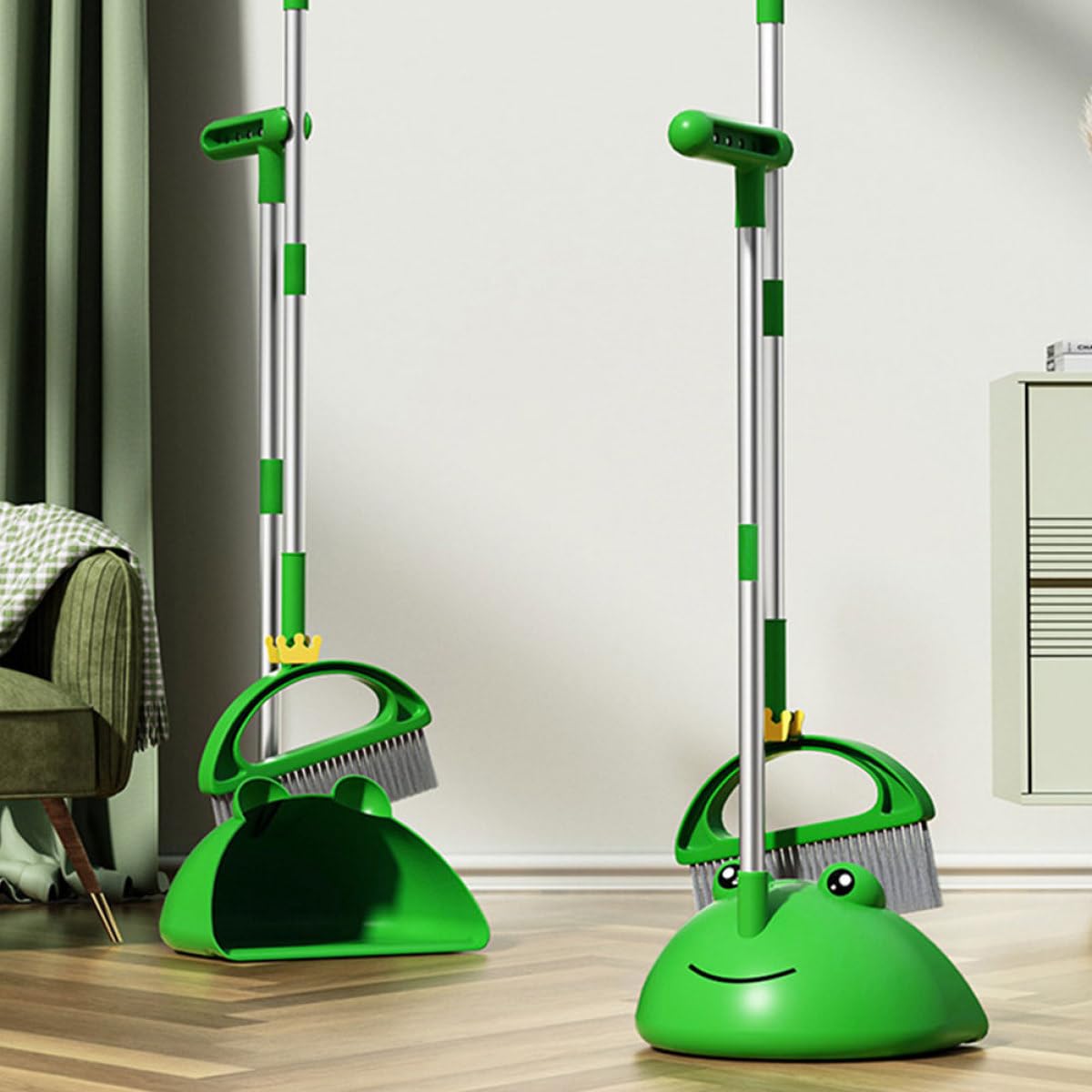 Cabilock Kit de Limpieza Infantil Escoba y Recogedor de Mango Largo, Material PP y Aluminio, Adecuado para Limpiar Habitaciones y Uso Doméstico