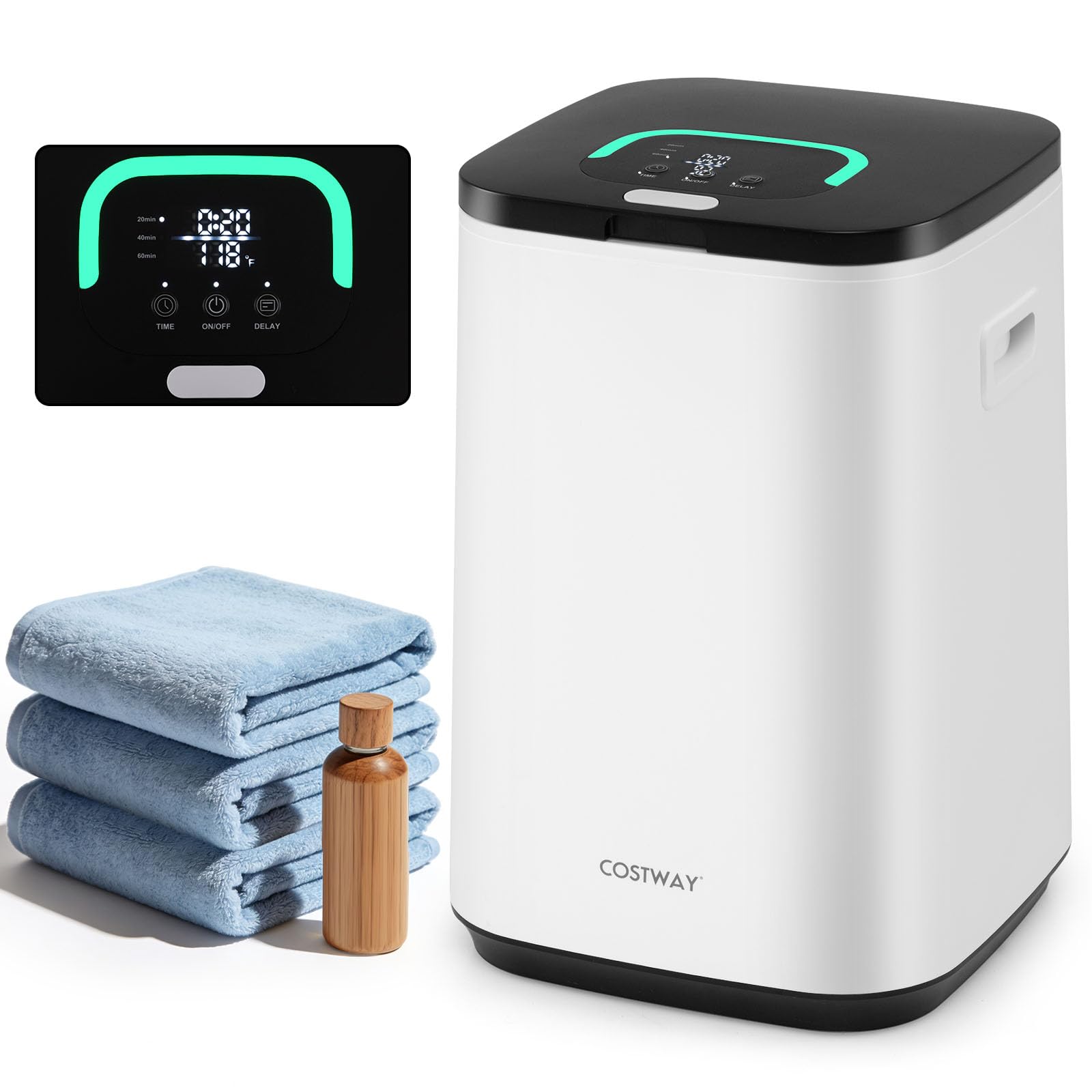 FANTASK 23L Elektrischer Handtuchwärmer, Wärmegerät mit 4 Haken, Timer & Anzeigelampe & Auto-Abschaltung, Towel Warmer für Bademäntel & Decken