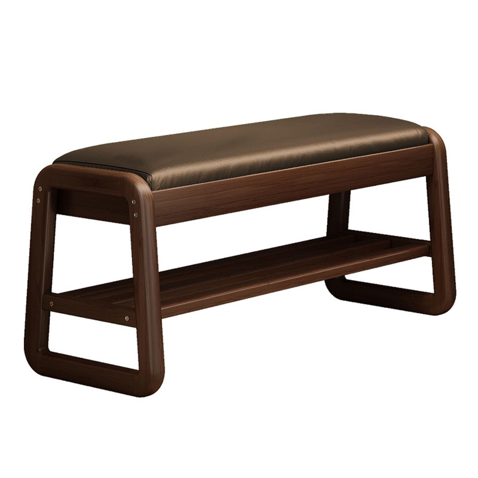 Banc à chaussures en bois avec coussin marron thé de 60 cm pour entrée