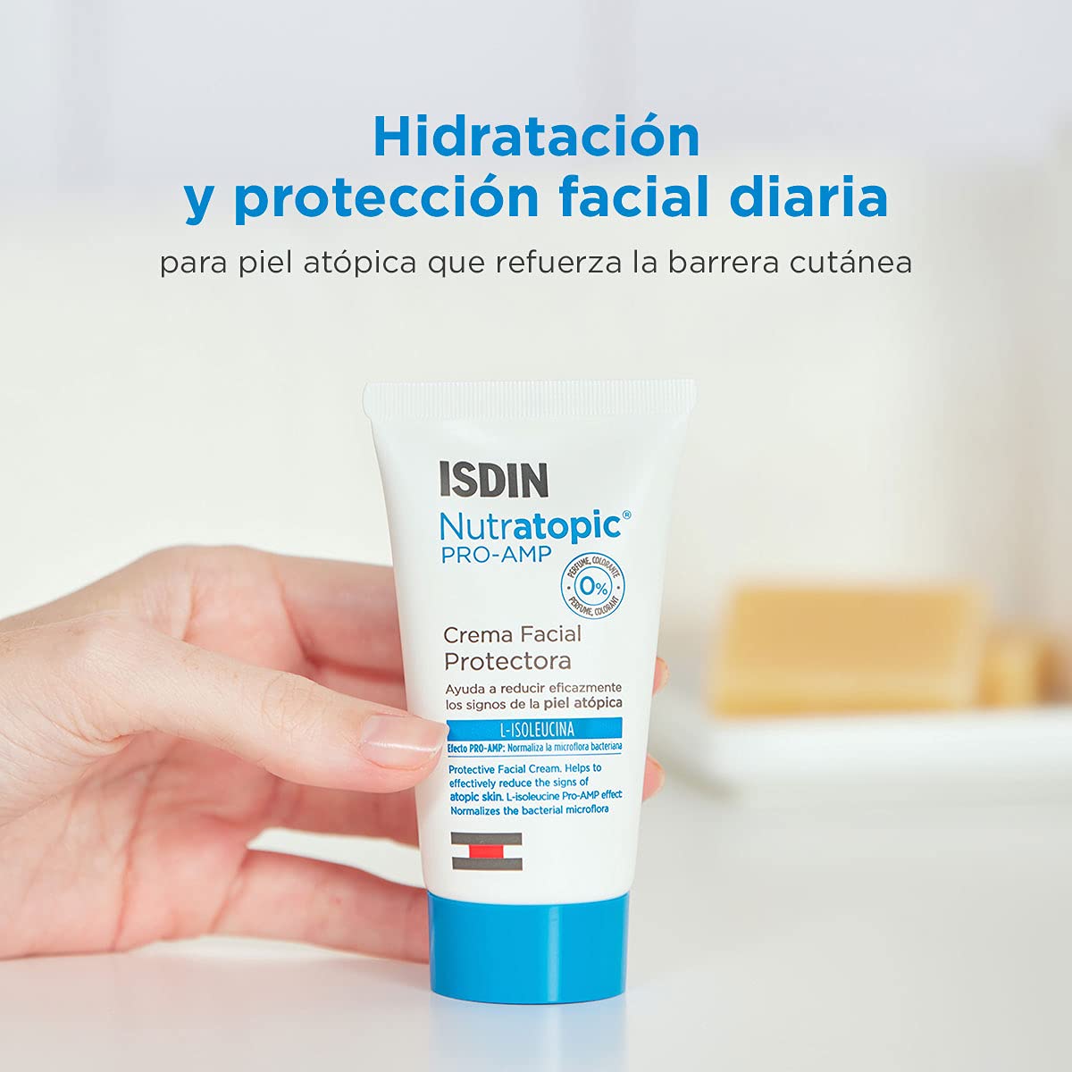 ISDIN Nutratopic Pro-AMP Crema Facial, Crema Facial Protectora, Ayuda a Mejorar los Signos de la Piel Atópica