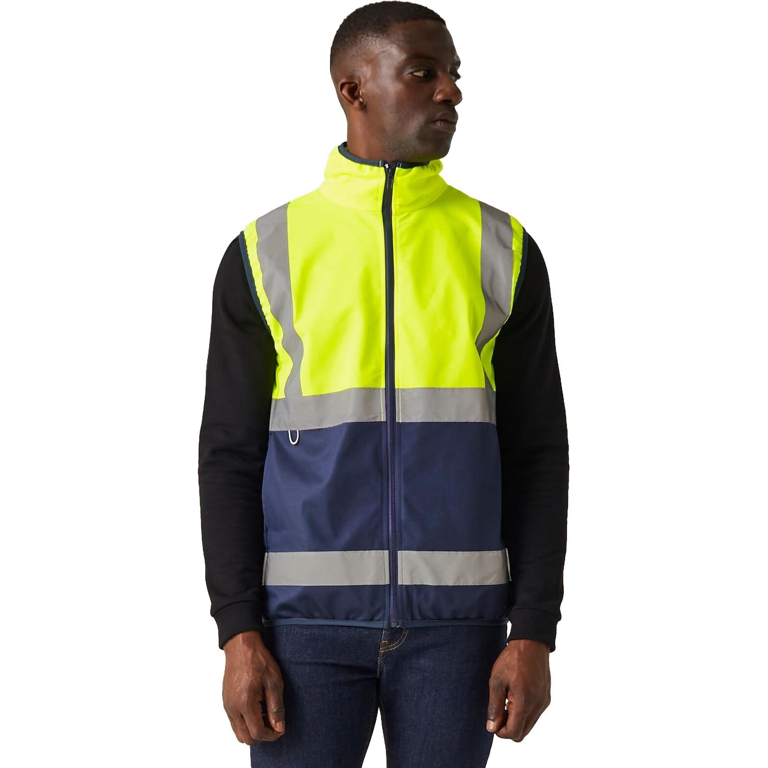 Regatta Mens Pro Hi-Vis Full Zip Gilet - Yellow/Navy - 3XL