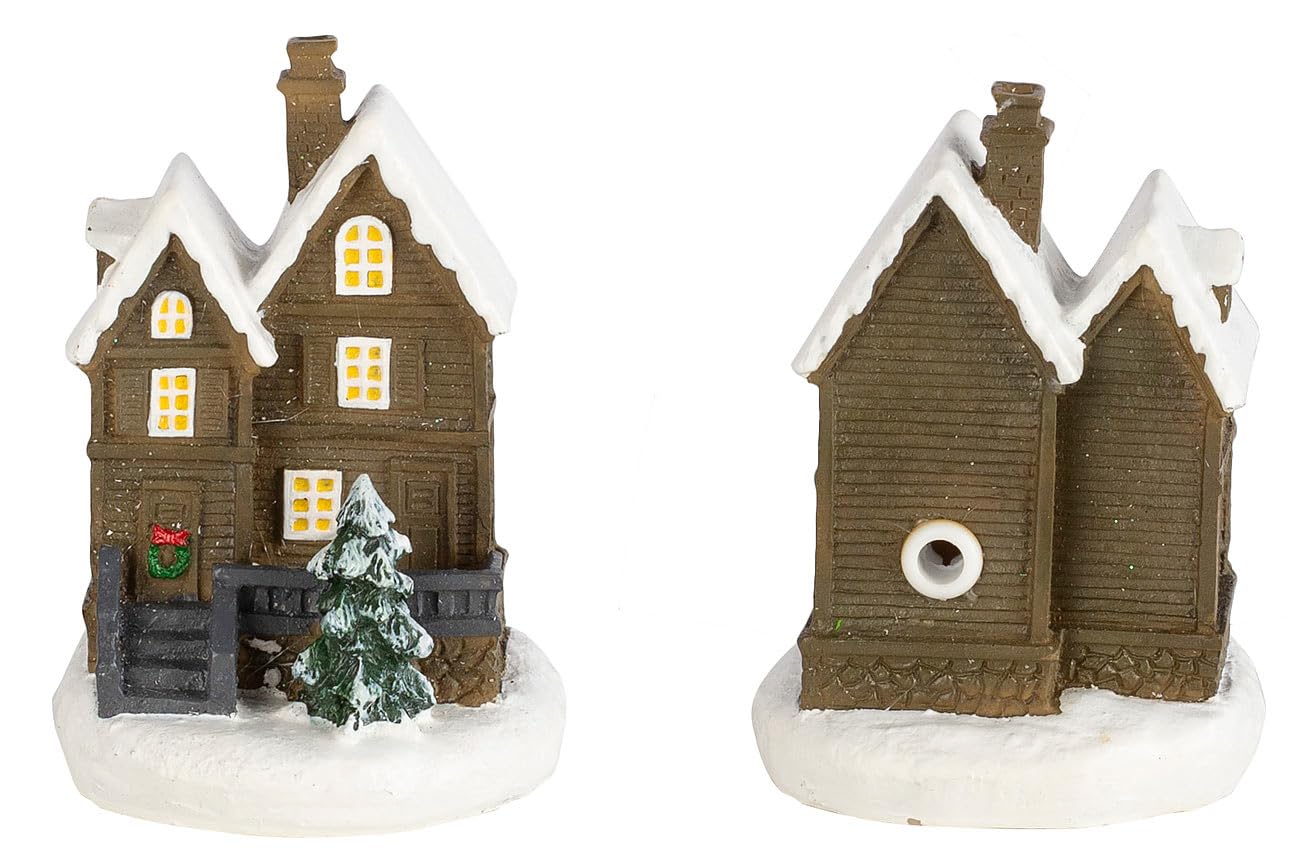 infactory Weihnachtsdeko: 25-teiliges Deko-Weihnachtsdorf mit 6 LEDs, Batteriebetrieb (Winterdorf, komplettes Weihnachtsdorf, Set)