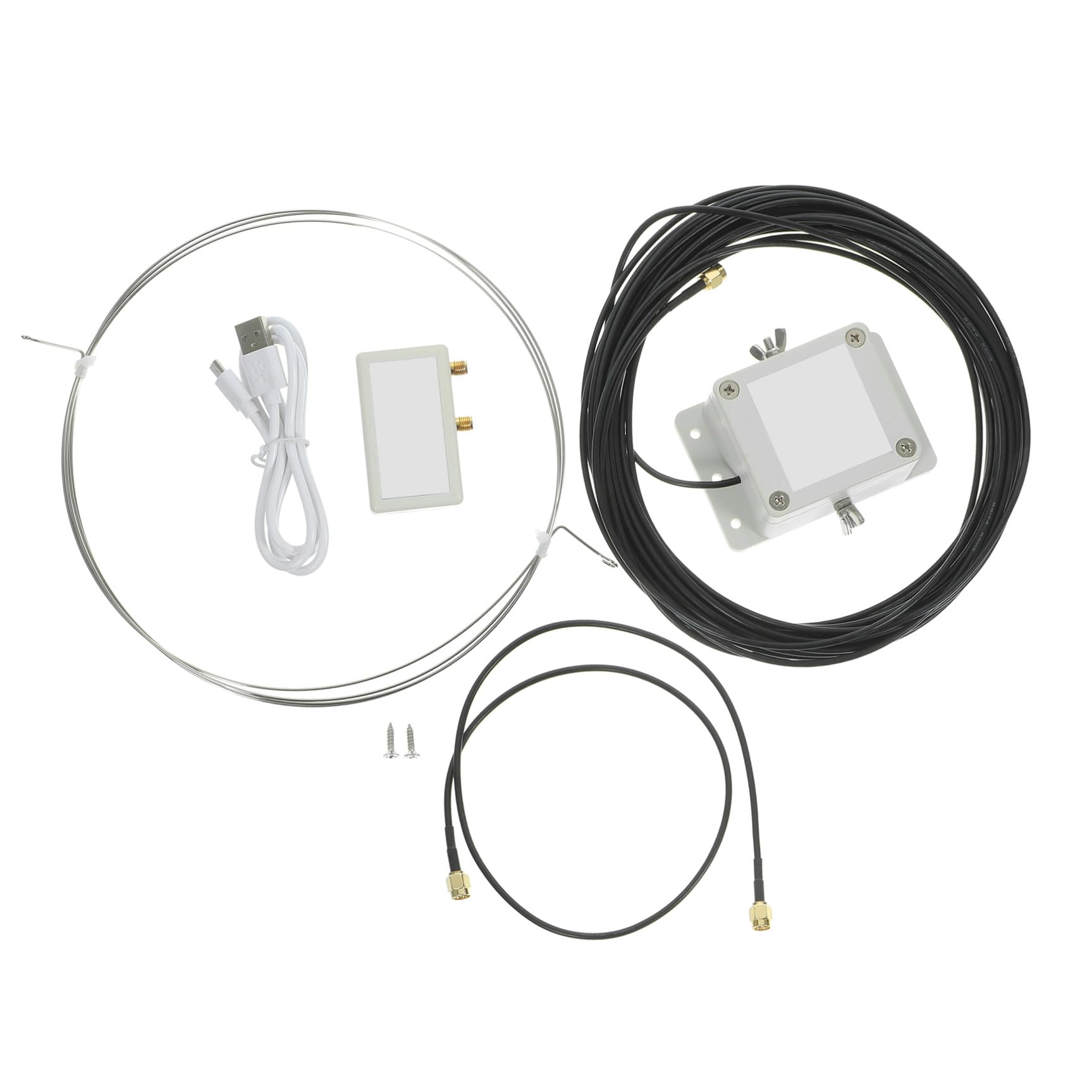 Veemoon Antenne Active à Ondes Moyennes Alimentation USB, Antenne Annulaire en Plastique à Motif en 8 pour Toit et Balcon, Réception Améliorée