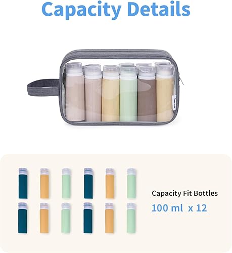 Miniatura 4 de Narwey Bolsas de aseo transparentes de viaje para artículos de aseo personal para hombres y mujeres, bolsa de maquillaje transparente con