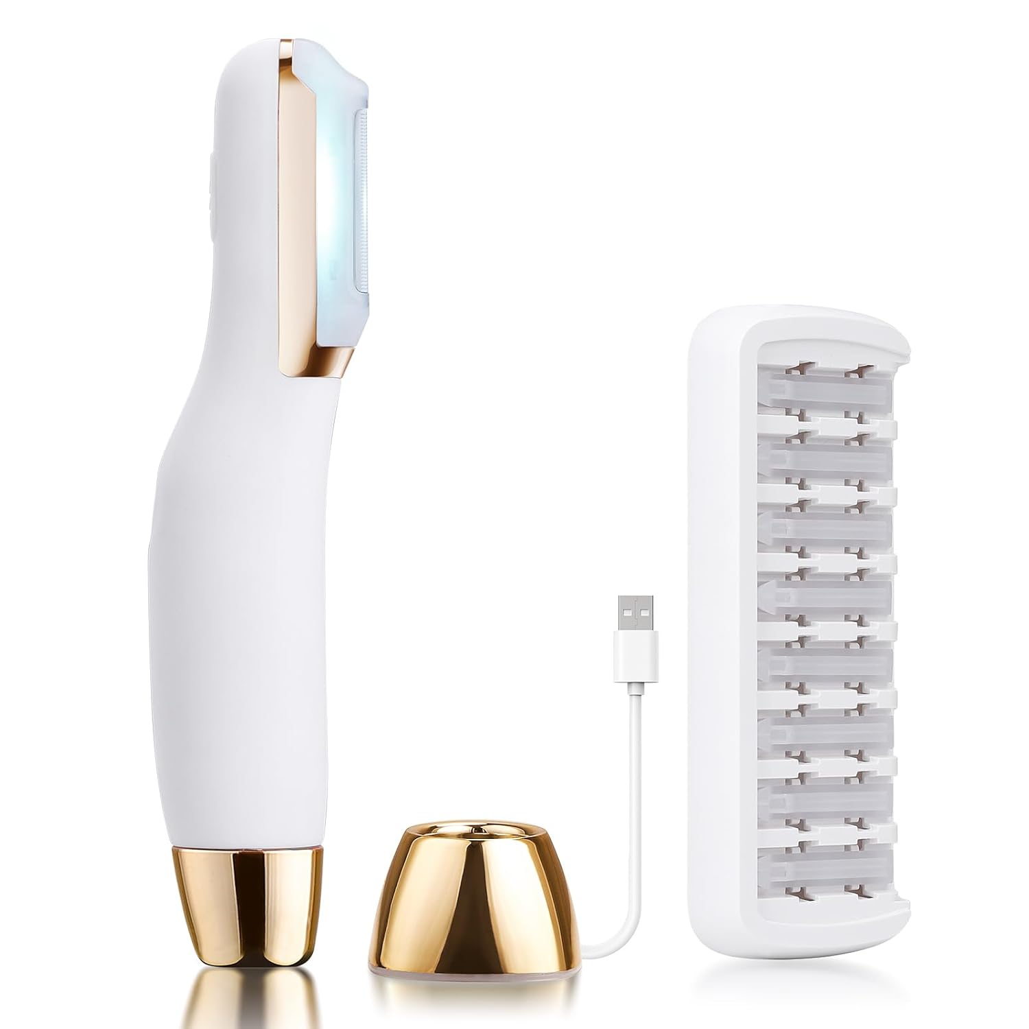 Sonic Dermaplane Razor for Women Face, Dermaplaning Tool for Face, Sonic Edge Technology, Facial Hair Removal for Women, Peach Fuzz with 8 Replaceable Blades(White) Sonic Dermaplane Razor for Women Face, Dermaplaning Tool for Face, Sonic Edge Technology, Facial Hair Removal for Women, Peach Fuzz with 8 Replaceable Blades(White)