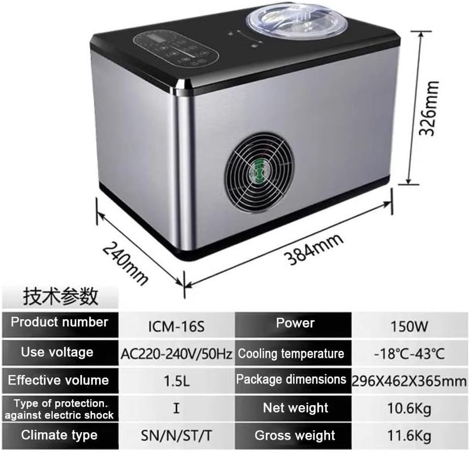SUCRFXJ Softeismaschine aus Edelstahl, 1,5-l-Sorbet-Frozen-Joghurt-Maker mit LCD-Display, kommerzieller Softeis- und Dessertmaker mit 3 Modi, leicht zu reinigen, for Zuhause, Küche, Bars – Bild 8