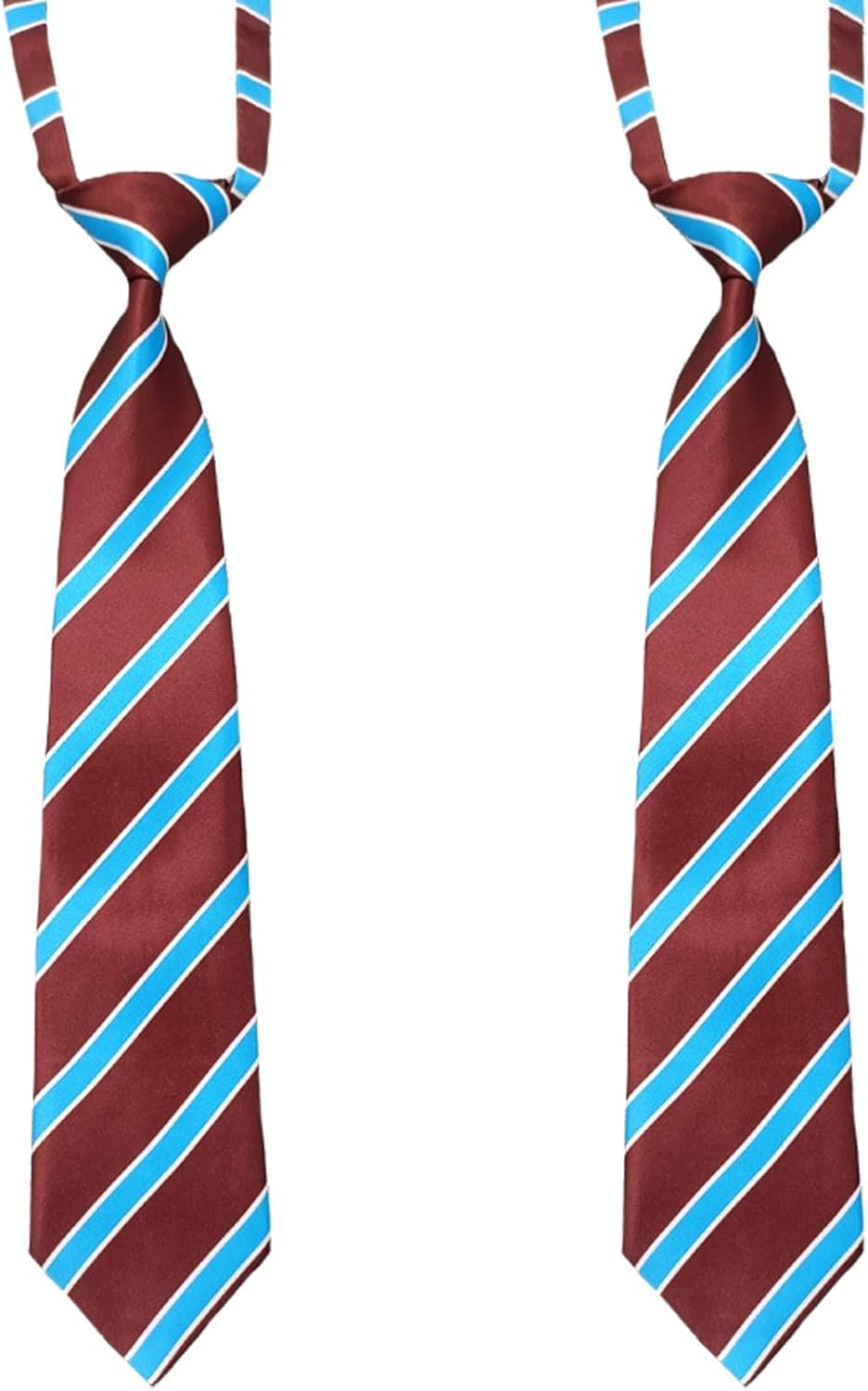 2 Pcs Striped Ties for Women, Pre-tied Adjustable Girls/Boys Short Neckties for Uniforms, School, T-shirt Accessory