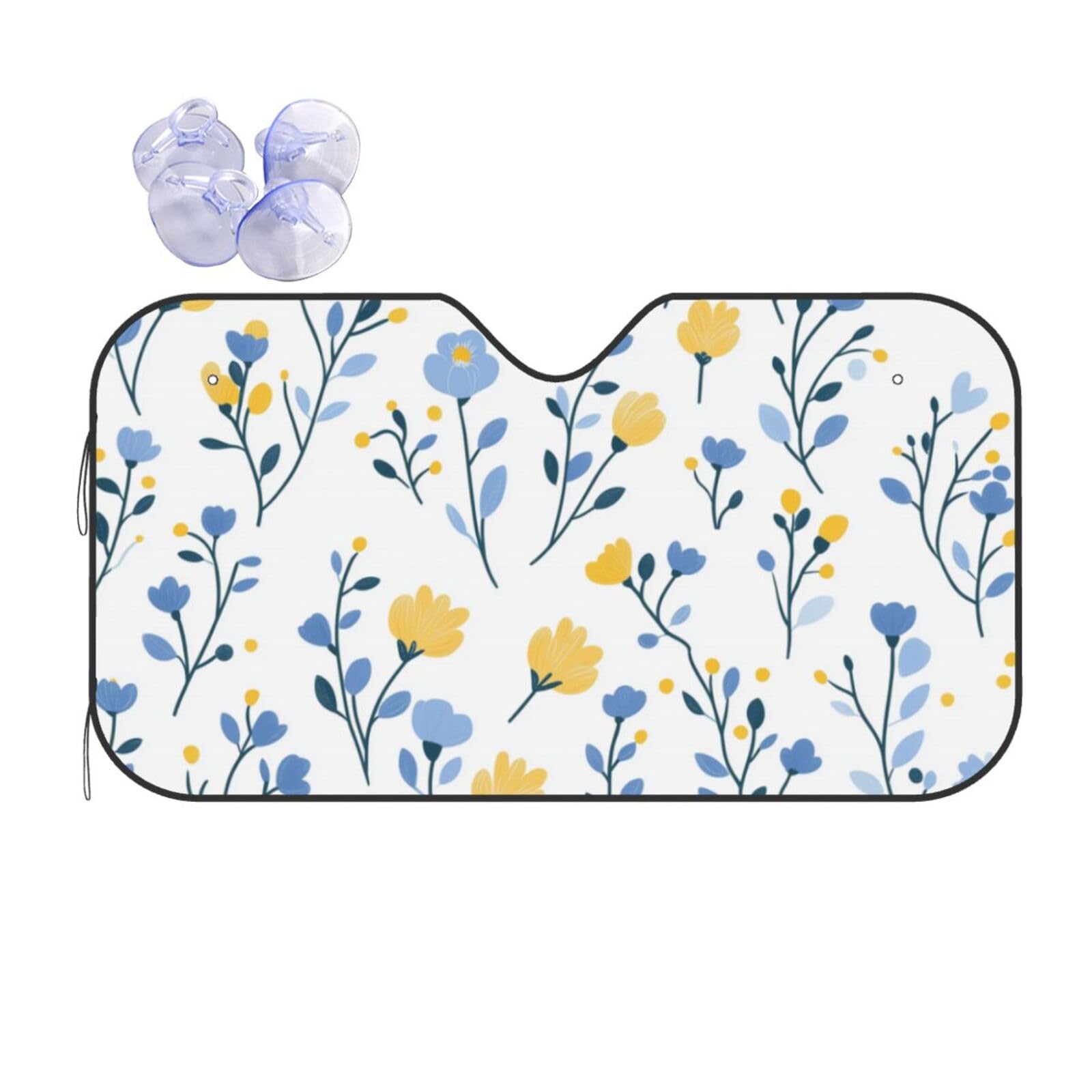 Parasol ventana delantera para coche en verano con estampado floral alegre 3