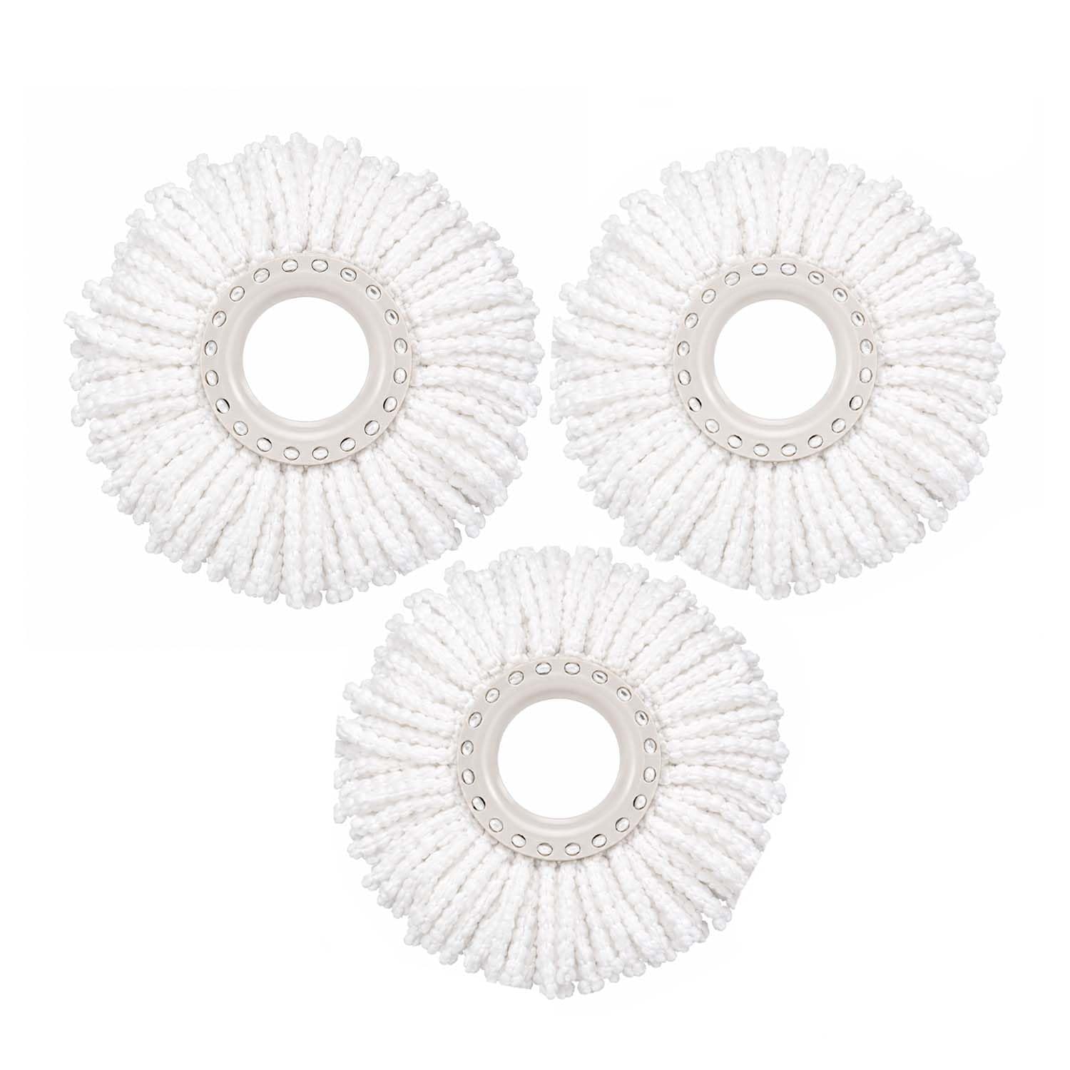 Zureni Replacement Mop Head Refill 360° Spin Mopping Water Absorbent Microfiber Cleaner for All Standard Floor Cleaning Mops Stick & Mob (White, Pack of 3)-picture-20