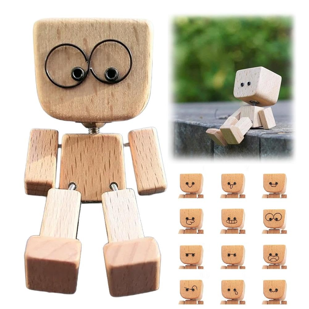 Schüttelnde Holzmann Figur - Charmante Kleine Holz Produktbild-Vorschau 6