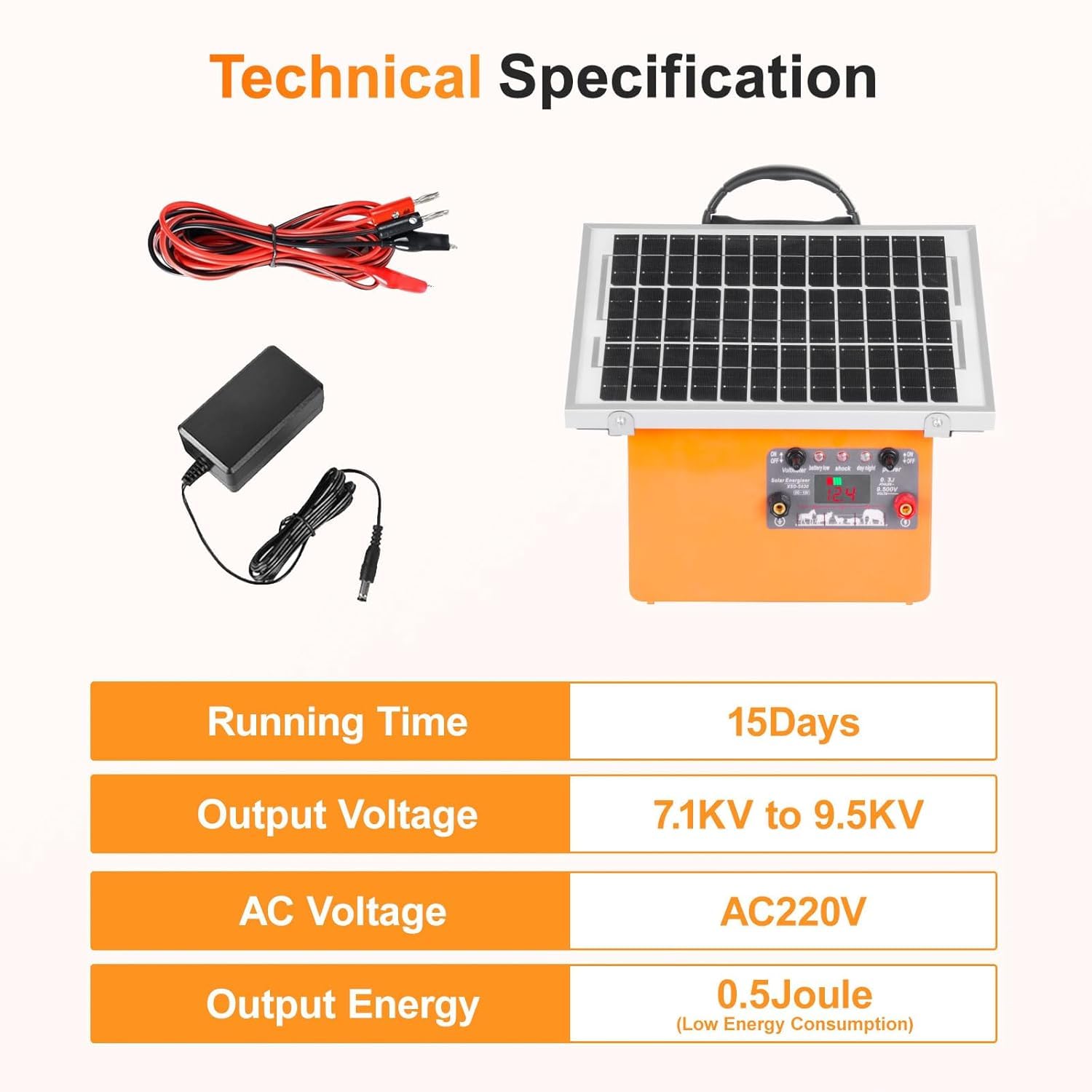 Elektrischer Weidezaun 32 km Solar Weidezaungerät 230V Elektrozaun mit 5W Solarpanel,Spitzenspannung 9500V weidezaungerät komplett mit AKKU für Pferde,Tiere,Solar Zaungerät für Bauernhof,Rasen,Garten