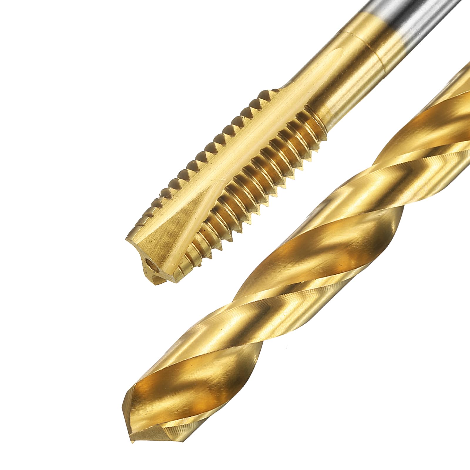 Set di Maschi e Punte da Trapano, 1 Maschio filettato a Spirale metrico M12 x 1,75 e 1 Punta elicoidale da 10,2 mm, Kit di Utensili per Filettatura HSS-6542 Rivestiti in Titanio