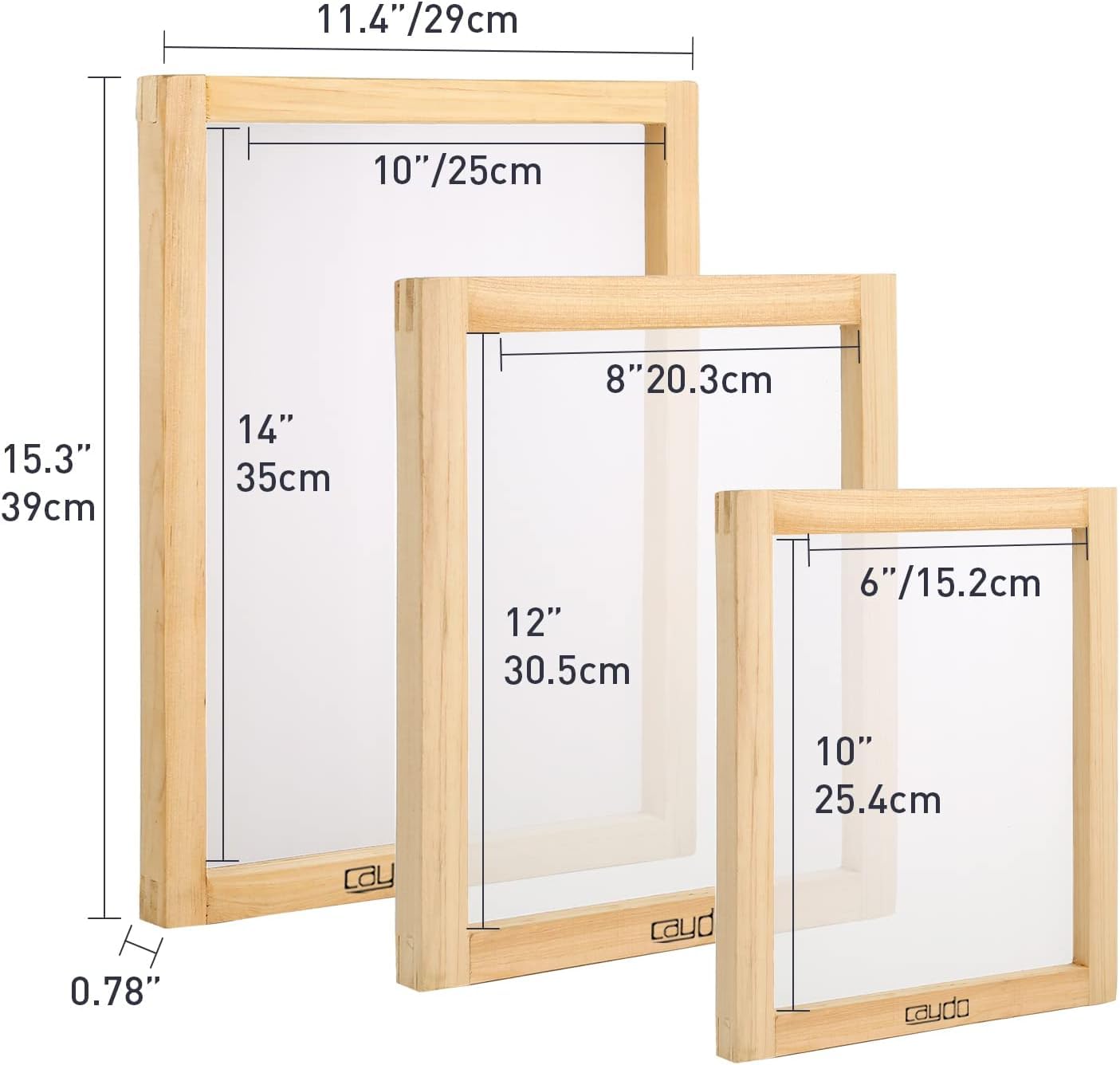 Caydo Kit di stampa serigrafica all-in-one da 54 pezzi con luce LED UV da 100 W, cornici per serigrafia in legno di 3 dimensioni, inchiostro per serigrafia a 6 colori, emulsione fotografica per
