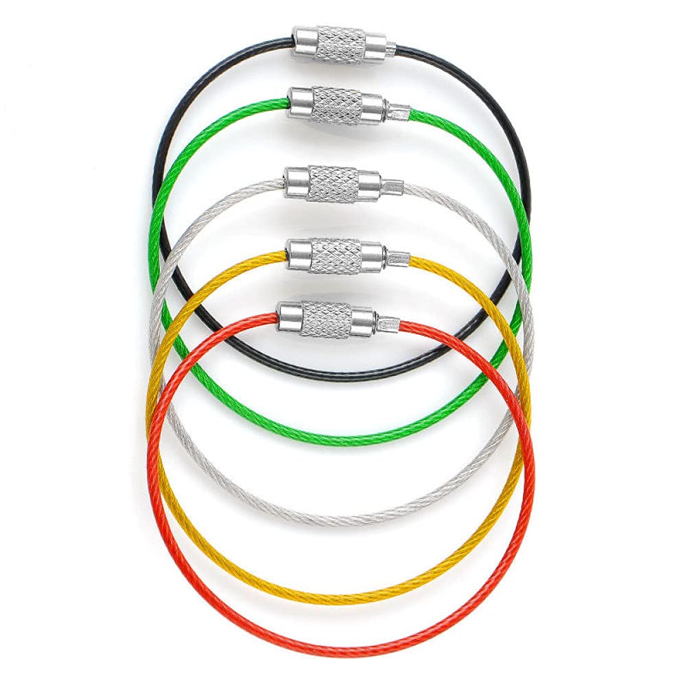 WANSUPYIN 2024 1.5MM Screw Locking Steel Wire Keychain Cable Rope Key Holder Keyring Chain Ring