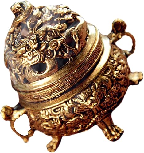 Zerodeko Soporte para quemador de incienso de dragón chino de latón atrapador de incensario de cono de cobre para tapa para sala de té hogar oficina