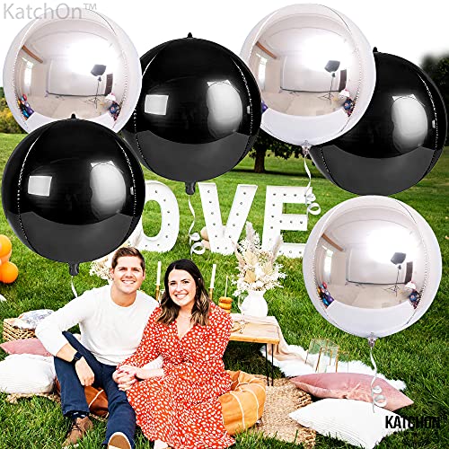 Image of KatchOn, Large Black and Silver Balloon - 22 Inch, Pack of 6 | Black and Silver Mylar Balloons for Graduation Decorations 2026 | Birthday, Bachelorette Party Decorations | Graduation Balloons