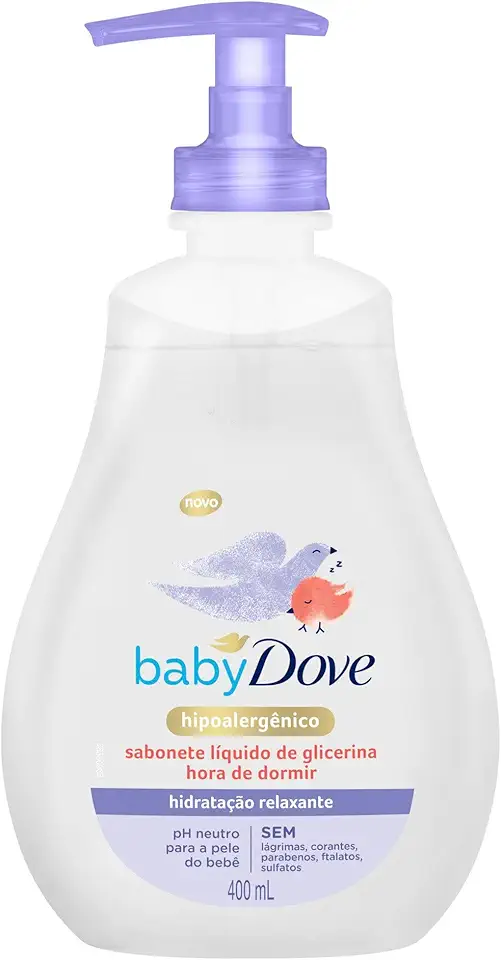 Baby Dove Sabonete Líquido De Glicerina Hidratação Relaxante Hora De Dormir Frasco 400 Ml