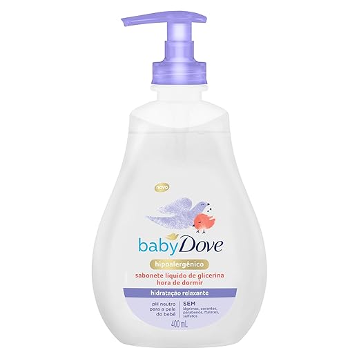 Baby Dove Sabonete Líquido De Glicerina Hidratação Relaxante Hora De Dormir Frasco 400 Ml