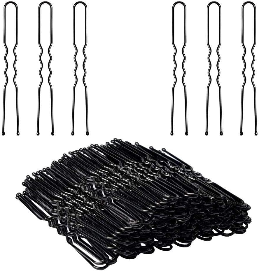 SECURE FIRE Black Hair Clips Hair Waved U-shaped Bobby Pin Barrette Salon Grip Clip DIY Pan Head Hair Accessories(Black, 7cm) (pack of 52)