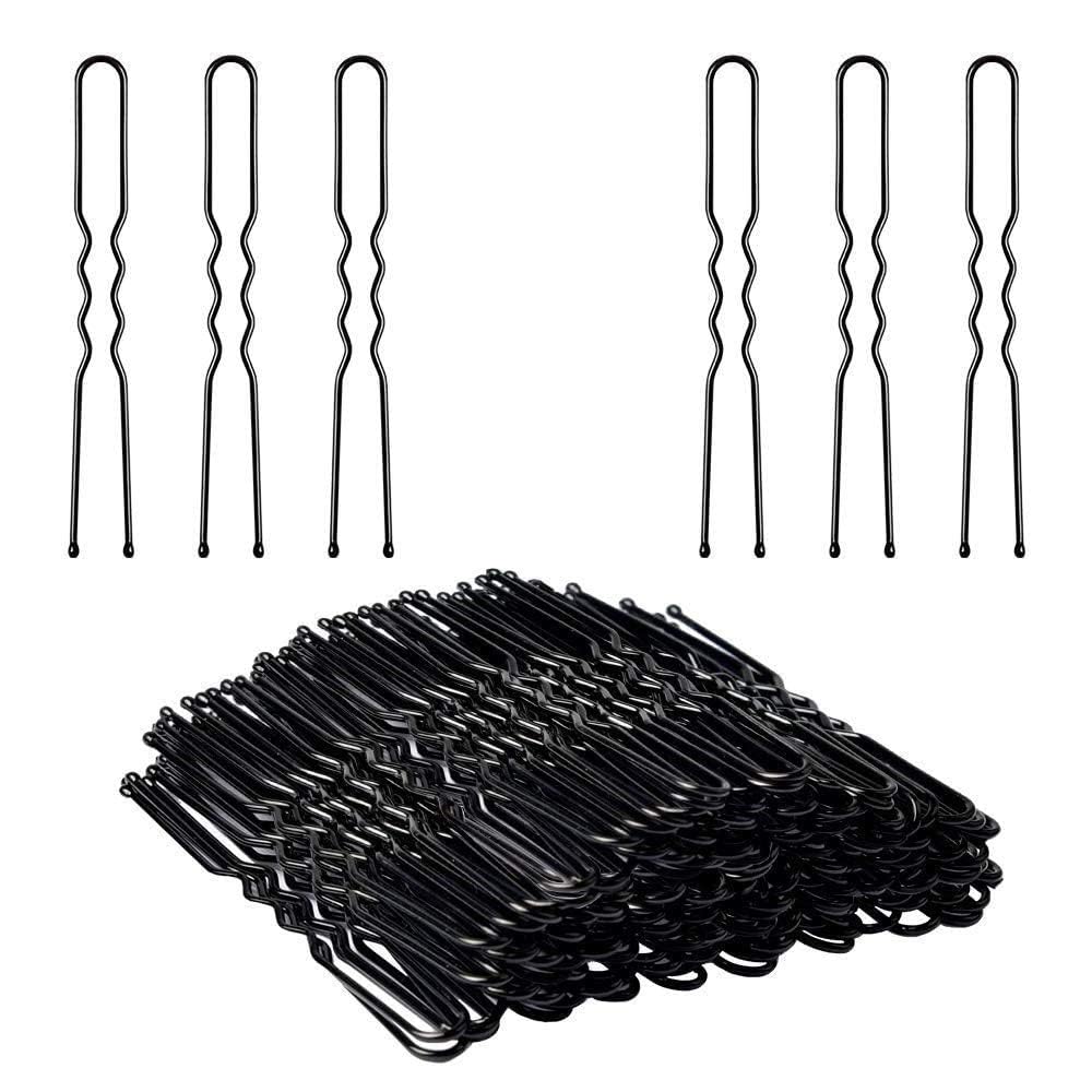 SECURE FIRE Black Hair Clips Hair Waved U-shaped Bobby Pin Barrette Salon Grip Clip DIY Pan Head Hair Accessories(Black, 7cm) (pack of 52)