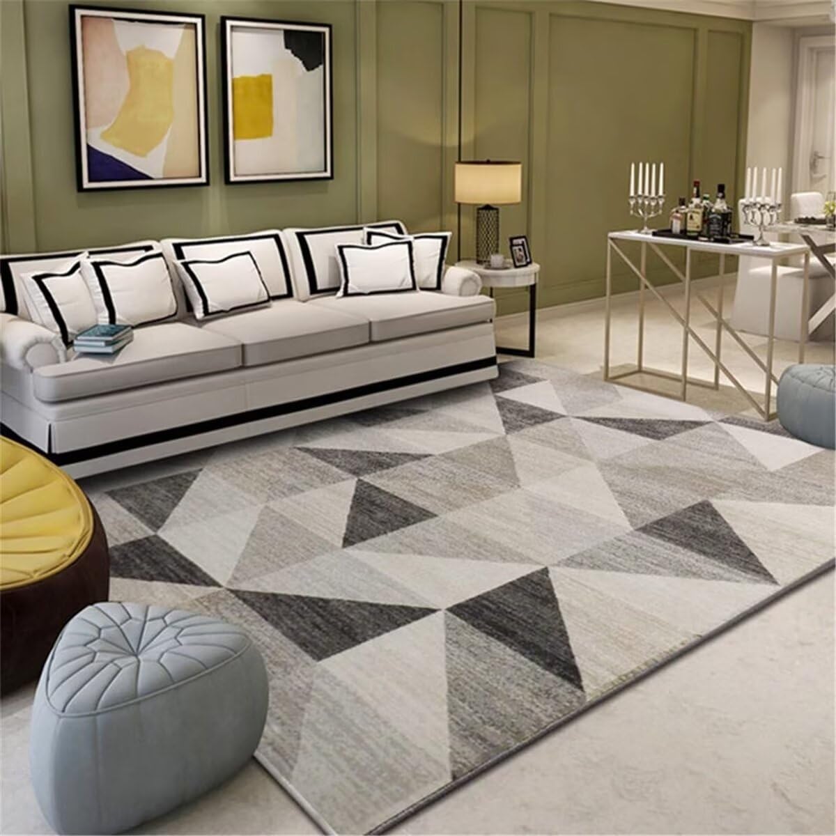 Tapis de canapé géométrique gris pour une chambre bébé sécurisée et moderne