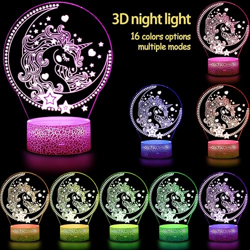 Veilleuse licorne 3D avec arrêt automatique et télécommande dimmable - 2