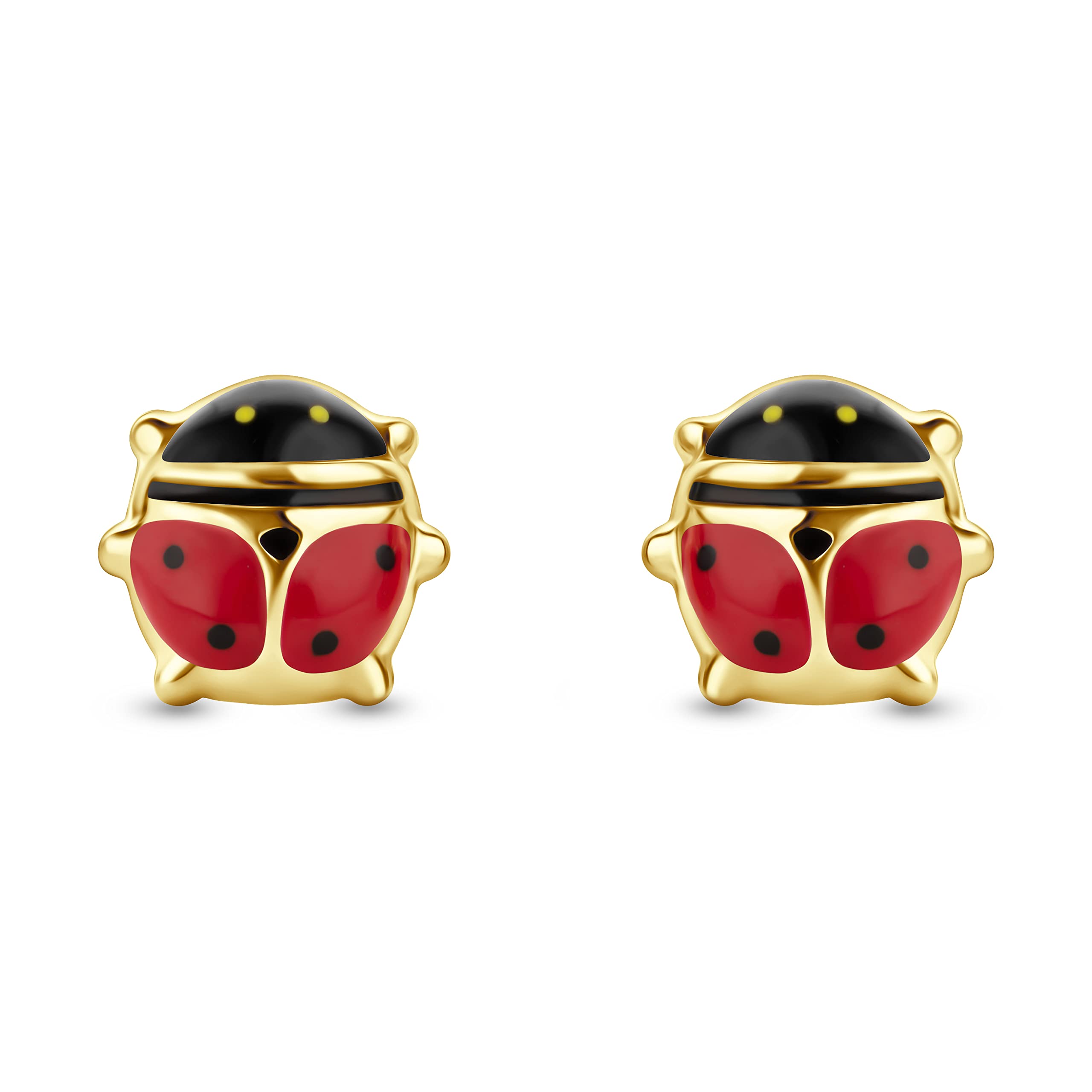 Miore Kids pendientes infantiles con mariquitas en oro amarillo de 9 kt 375 7 x 6,5 mm
