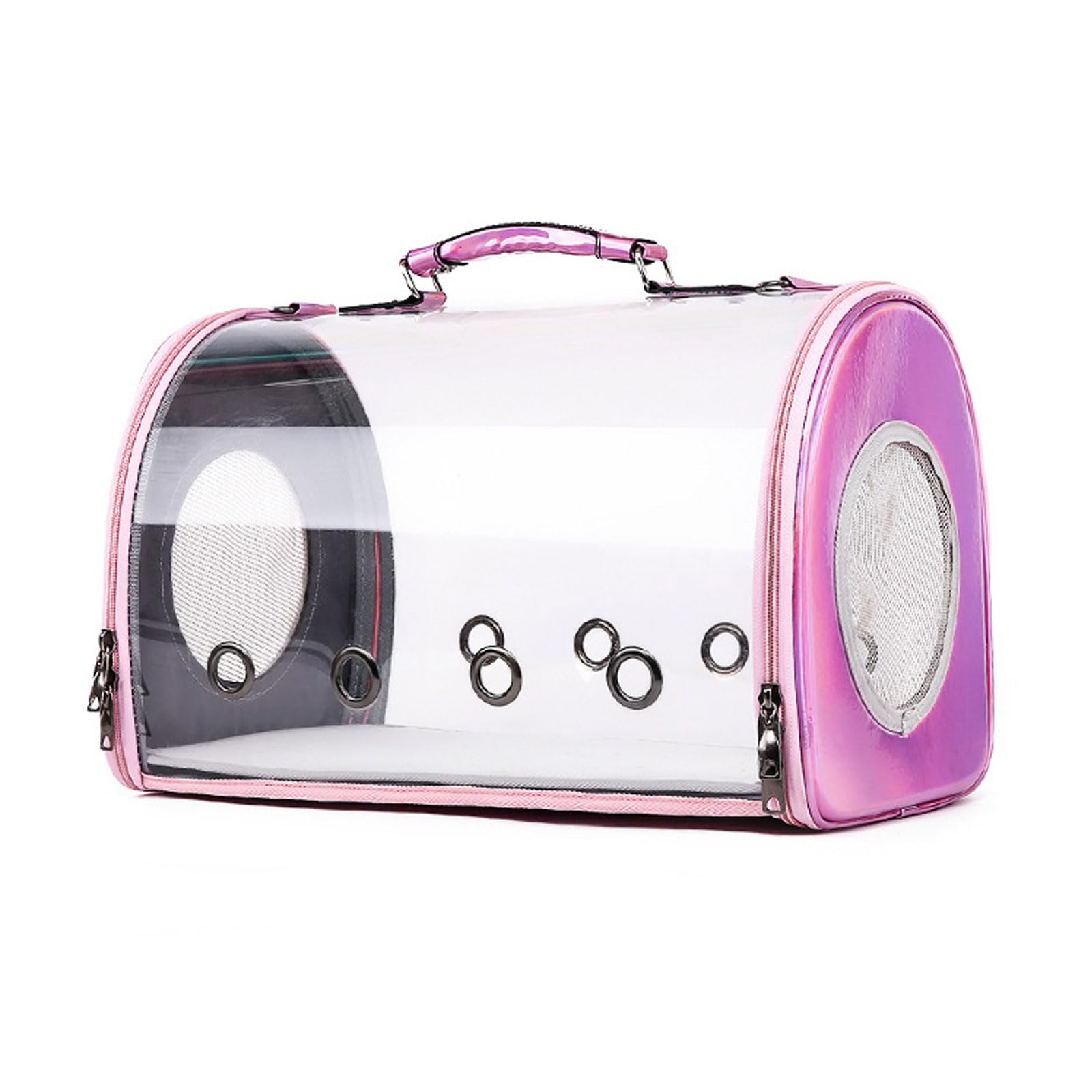 Transportín para Perros, Mochila for Gatos, Perros y Cachorros, Transparente, de PVC, Ideal for Viajes, Senderismo, Ciclismo Actividades al Aire Libre, Rosa, Grande