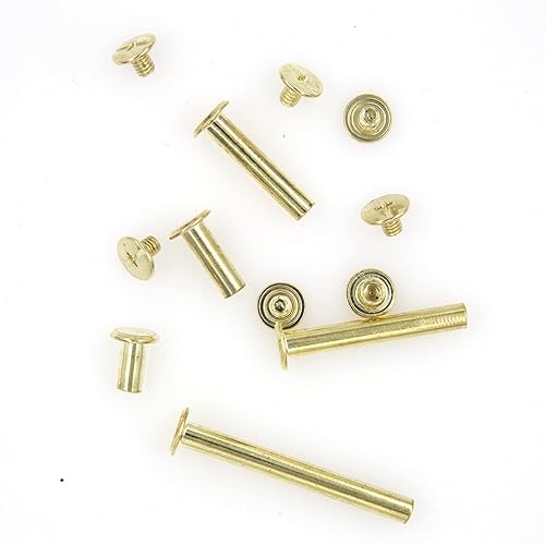 Miniatura 4 de Alloypro - 120 piezas (60 pares) M5 x 61015253545 Golden Phillips Chicago Tornillos de fijación, tornillos de fijación para álbumes de fotos, kit