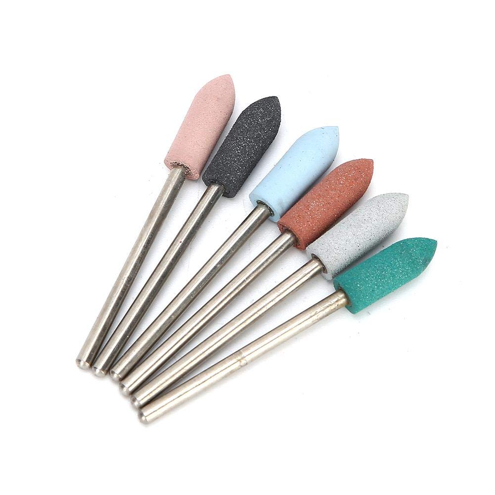 Nail Drill Bits Set -6 pcs Nail Art Grinding Head Dead Skin Removal Nail Drill Bits Sanding Polishing Head Set for Manicure Pedicure Home Salon Use(#12)