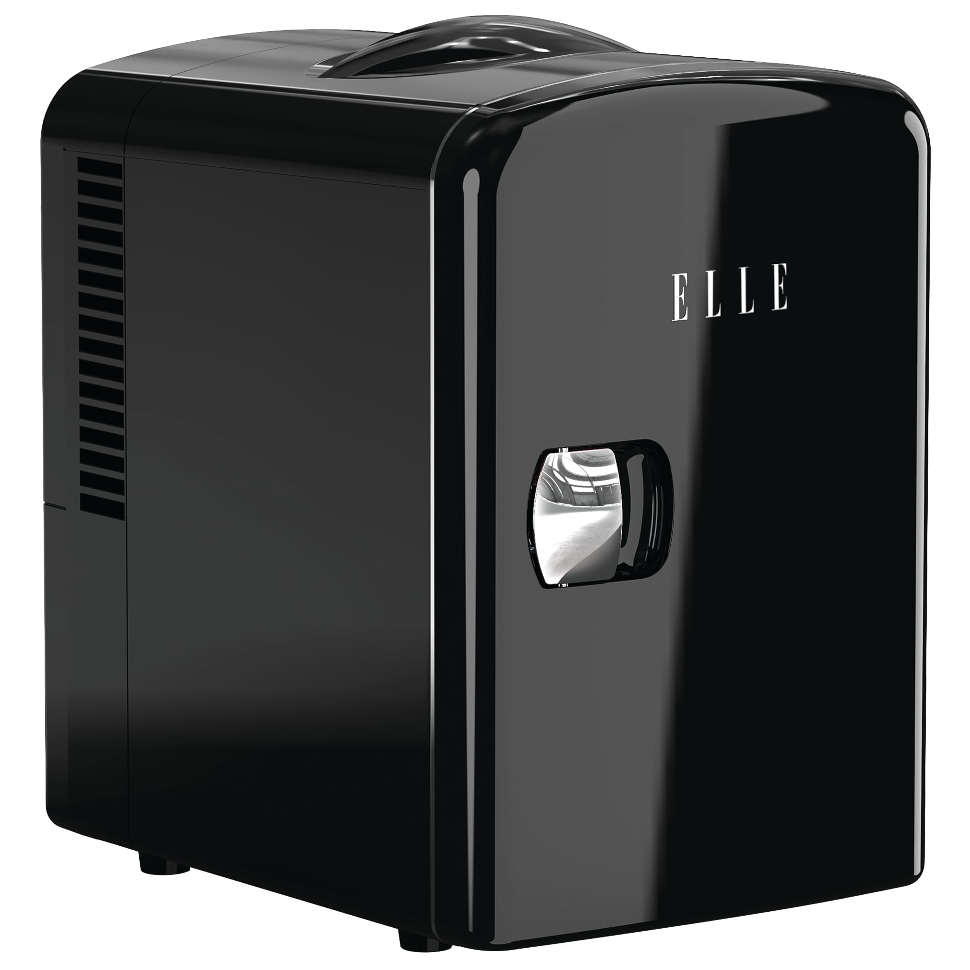 ELLE Mini Frigo 4L Multiuso – Frigorifero Portatile Caldo & Freddo per Skincare, Cura, Cosmetici, Bevande e Snack, Capacità 6 lattine, Mensola Rimovibile, Maniglia di Trasporto, Nero