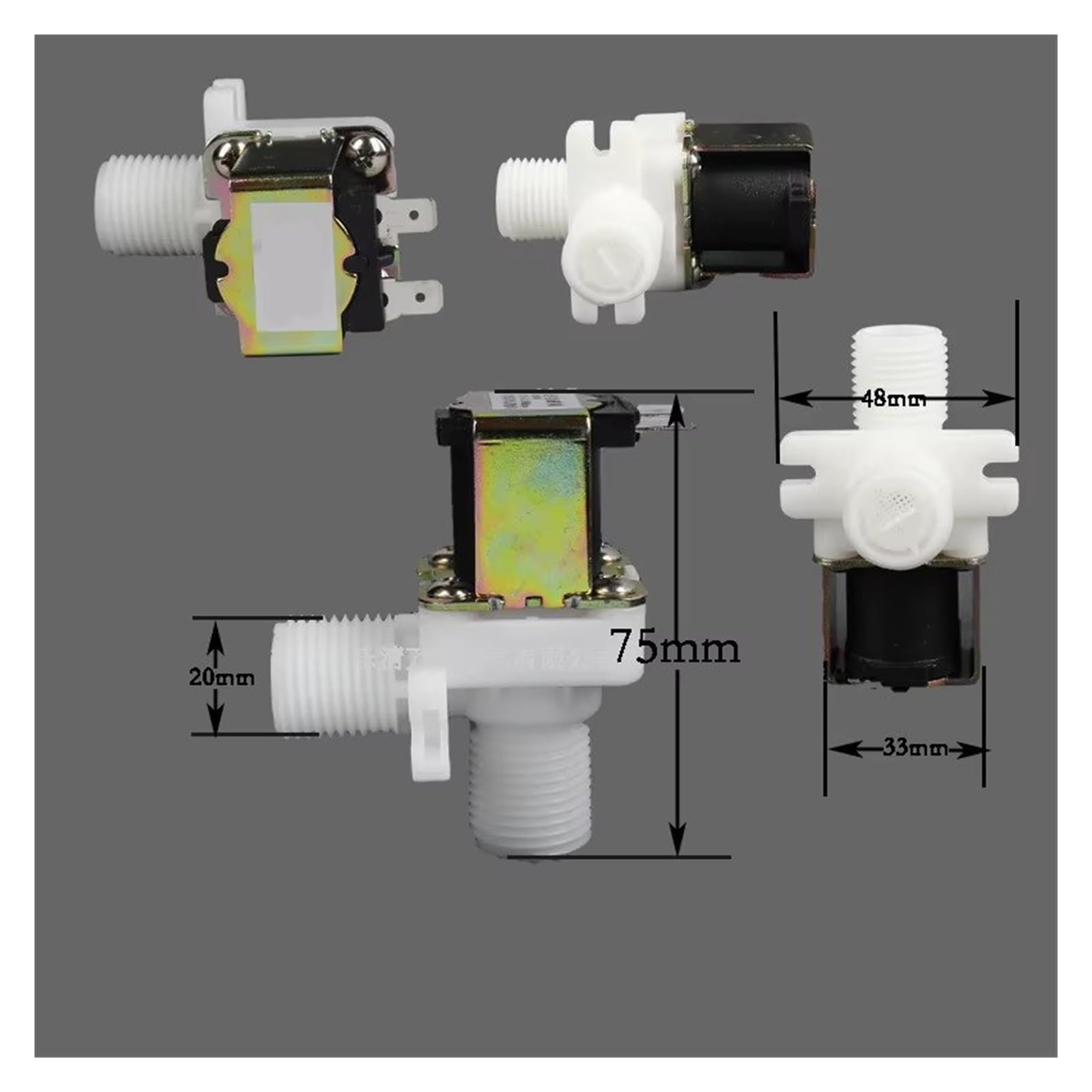 Electroválvula Válvula Solenoide Universal DN15 1/2 "12V 24V 220V, Fuente De Agua Potable, Válvula De Lavadora De Ángulo Recto Válvula de admisión(220V,Normally Closed)