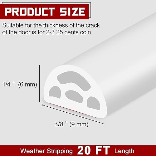 Miniatura 8 de Burlete de sellado para puertas y ventanas, aislamiento EPDM (25 pulgadas de ancho x 25 pulgadas de alto) x 16.5 pies de largo (negro, 40 pies)