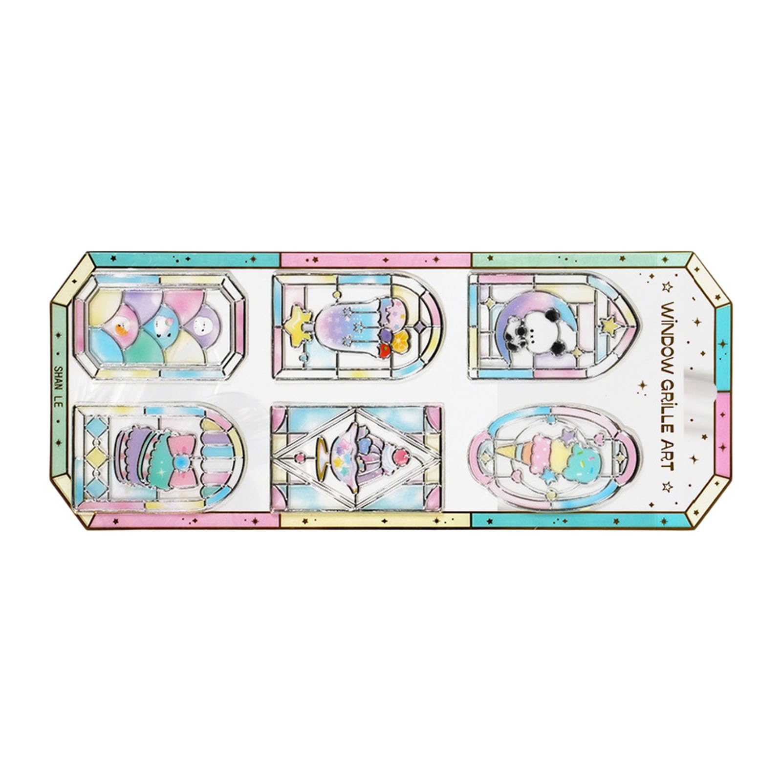Embossed Stained Glass Window Clings PVC Sticker Aesthetic Journaling Sticker for Notebook Bookmarks Phone Scrapbooking Easy Skin Window Transfers