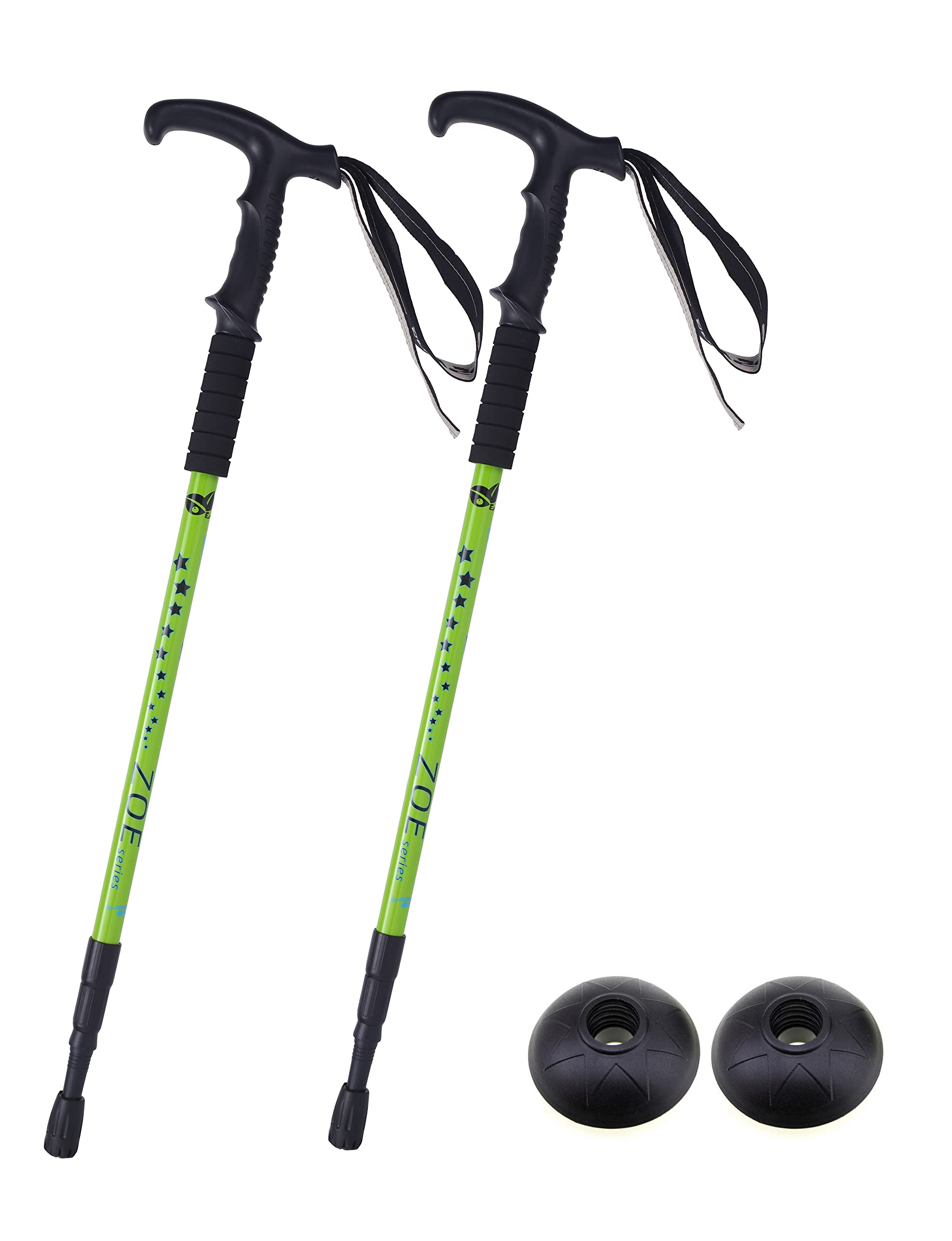 Enshine 65CM to 135CM Antishock With Handle Trekking Walking Hiking Stick Pole (Green)