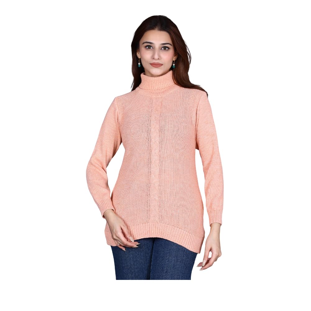 knitzy Women’s Woolen Winter Pullover | Classic Stylish Knit Top for Women – Peach, Size XL-picture-52