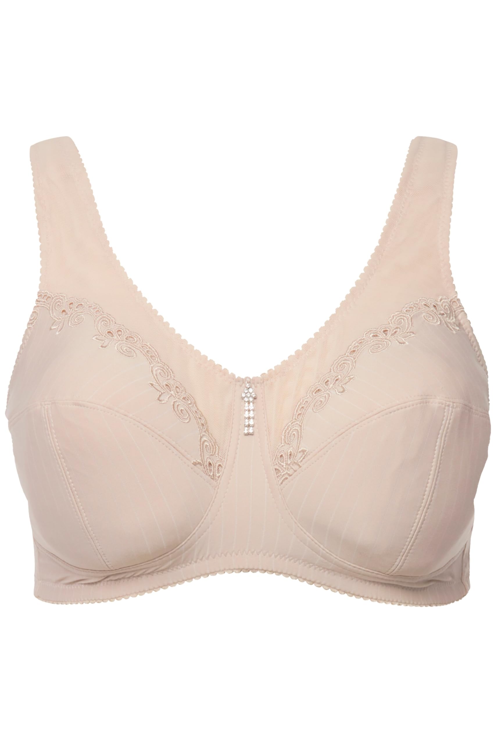 Ulla Popken Femme Grandes Tailles Soutien-Gorge de Maintien sans Armatures, Pendentif en Strass 658495