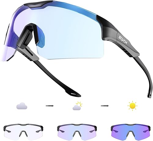 SCVCN Gafas de ciclismo fotocromáticas para hombres y mujeres, UV400, gafas deportivas para jóvenes, para correr, béisbol, golf