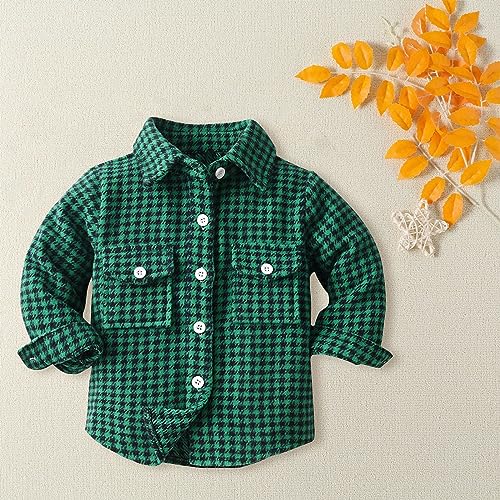Girls Boys Houndstooth Shirt Long Sleeve Button Down Plaid Shacket Toddler Kids Casual Vintage Aesthetic Flannel Shirts3