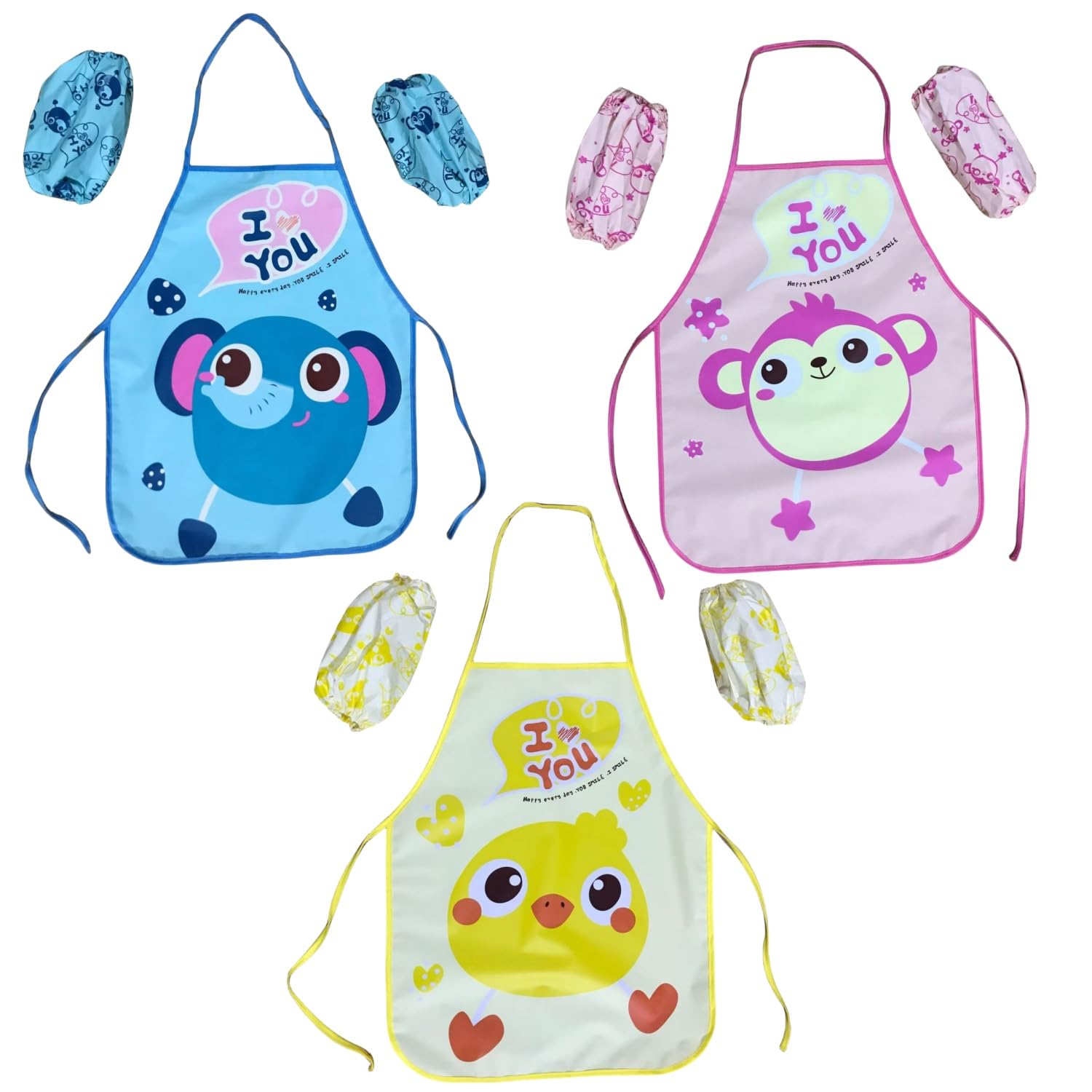 LiJuanWang Niños Delantales,3 Piezas Delantal Infantil,con 6 Mangas,Ajustable Impermeables Niños Artista Delantales,Kids' Artist Aprons,para Artes y Manualidades,Pintura,Cocina 3-8 Años
