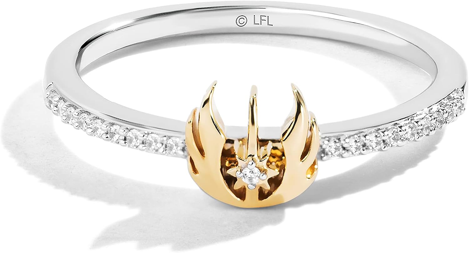Jewelili Star Wars™ Fine Jewelry The Jedi™ Order Women's Ring Diamond Accent, Sterling Silver and 10K Yellow Gold