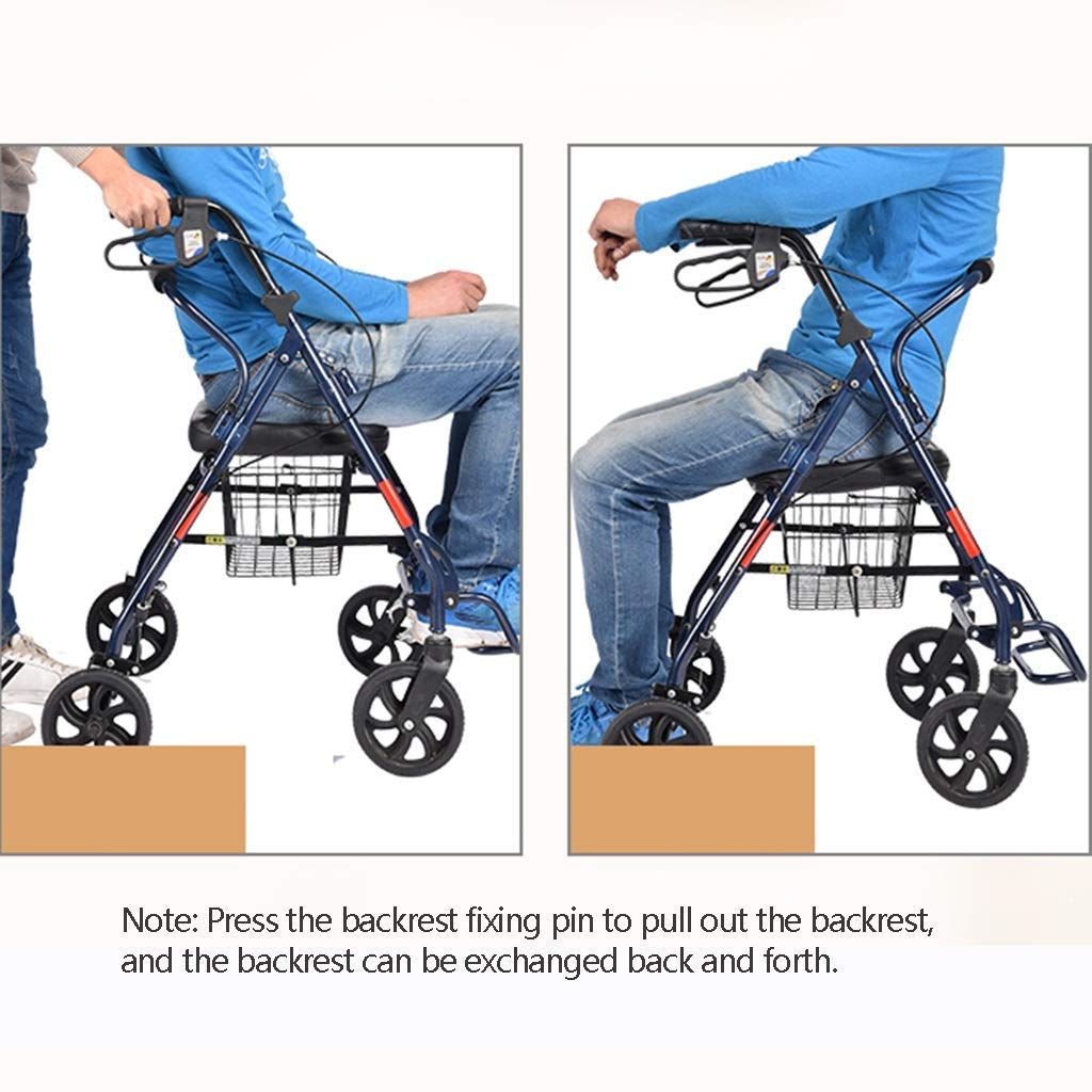 Carrello Vecchio in Acciaio al Carbonio Che compra Verdure con Sedile con Ruote Carrello della Spesa Carrello Portatile Pieghevole Regolabile (Blu)