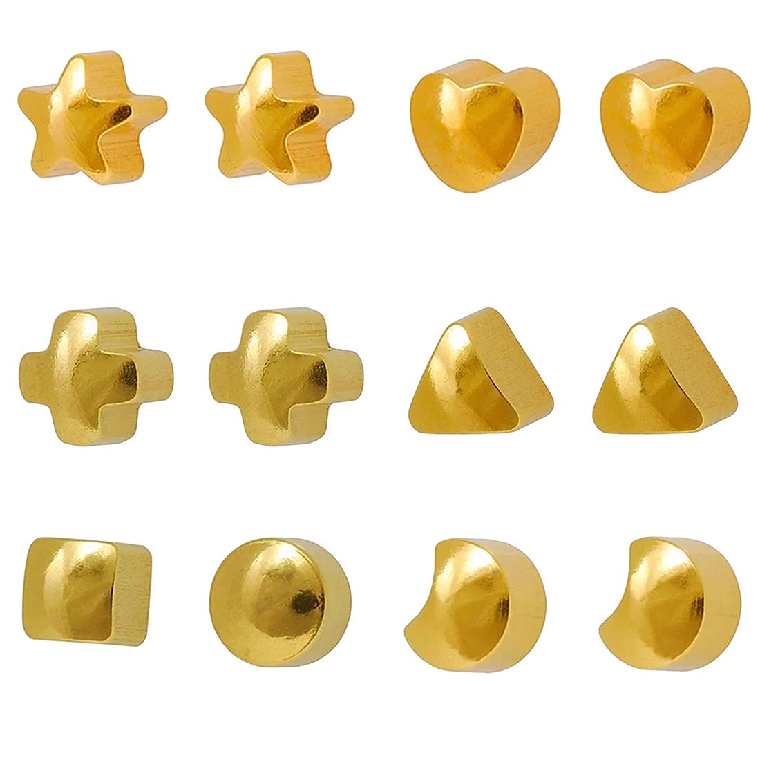 3MM Assorted Shapes 24K Pure Gold Plated Piercing Ear Stud (12 Pair) Ideal for Every Day wear (B08BTPSS3Y) Amazon Price History, Amazon Price Tracker