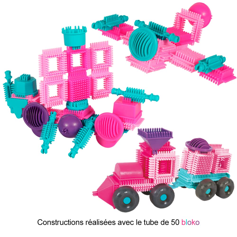 Bloko Tubo 50 Pezzi Tema Rosa | Giochi Di Costruzione Per Bambini 12 Mesi + | Made In Europe | 503532