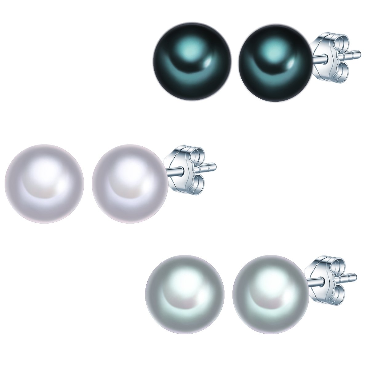 Valero Pearls3 Piece Earring Set with Freshwater Pearl - 925 Sterling Silver - Pearl Jewellery, Silver Jewelry, Sterling Silver Earrings - 60200121