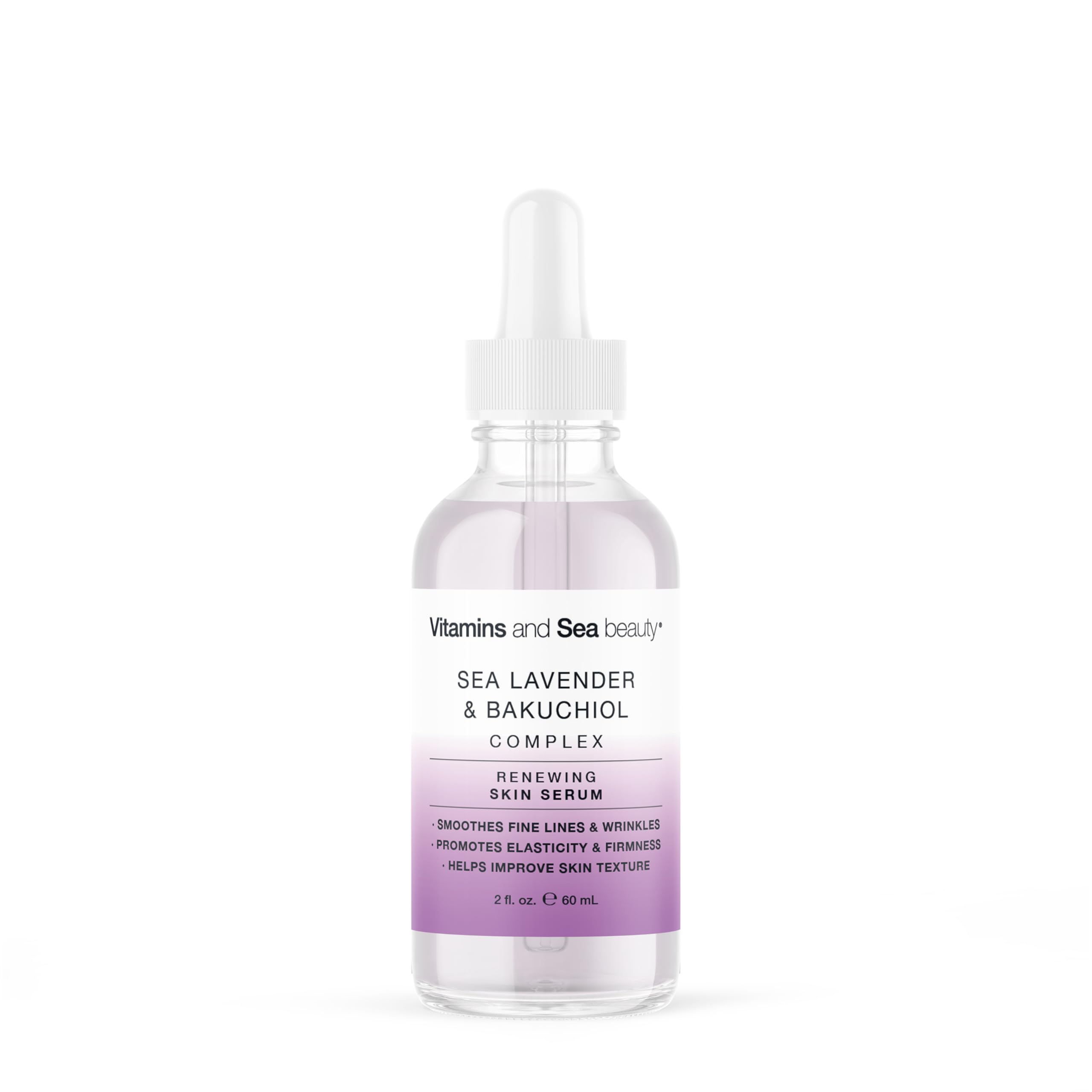 Renewing Skin Serum with Sea Lavender & Bakuchiol, Anti-Aging Firming and Smoothing Collagen Boosting Face Serum for Fine Lines and Wrinkles – 2 fl oz
