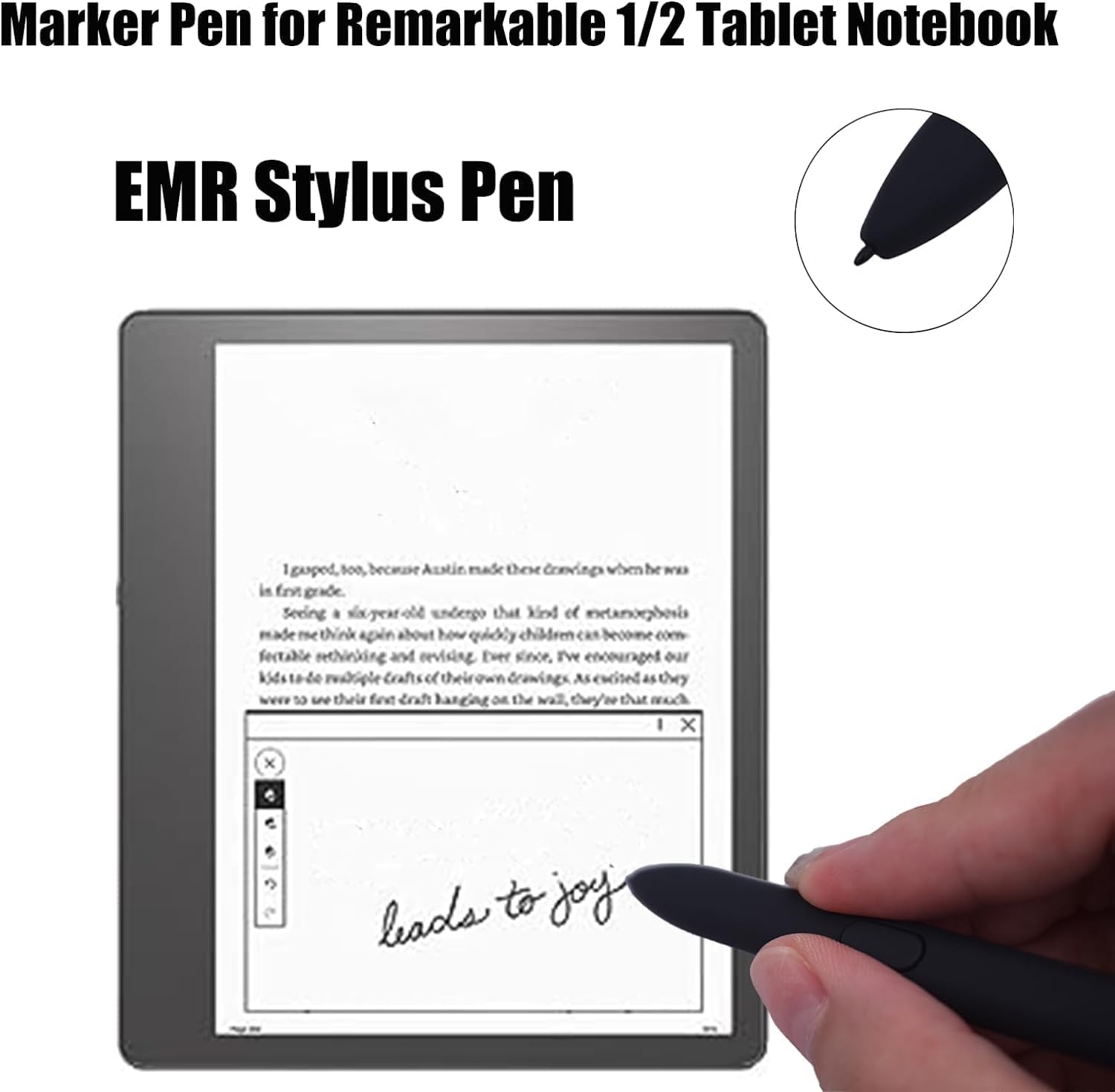 Lápiz para Remarkable 2 y 1 - Stylus, Pencil y Marker Pen Compatible con Remarkable 1/2, Negro